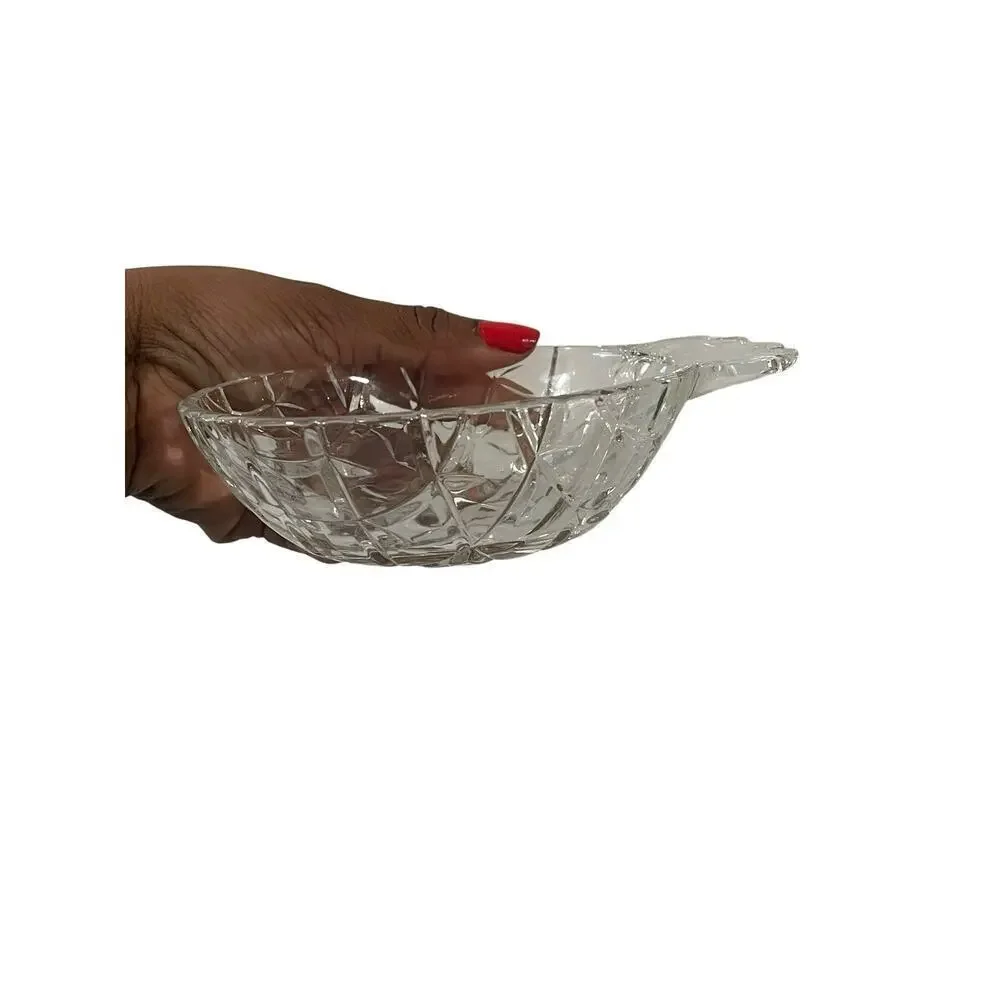 Vintage Glass Pineapple Bowl Diamond Cut Pattern Trinket Dish Jewelry Dish